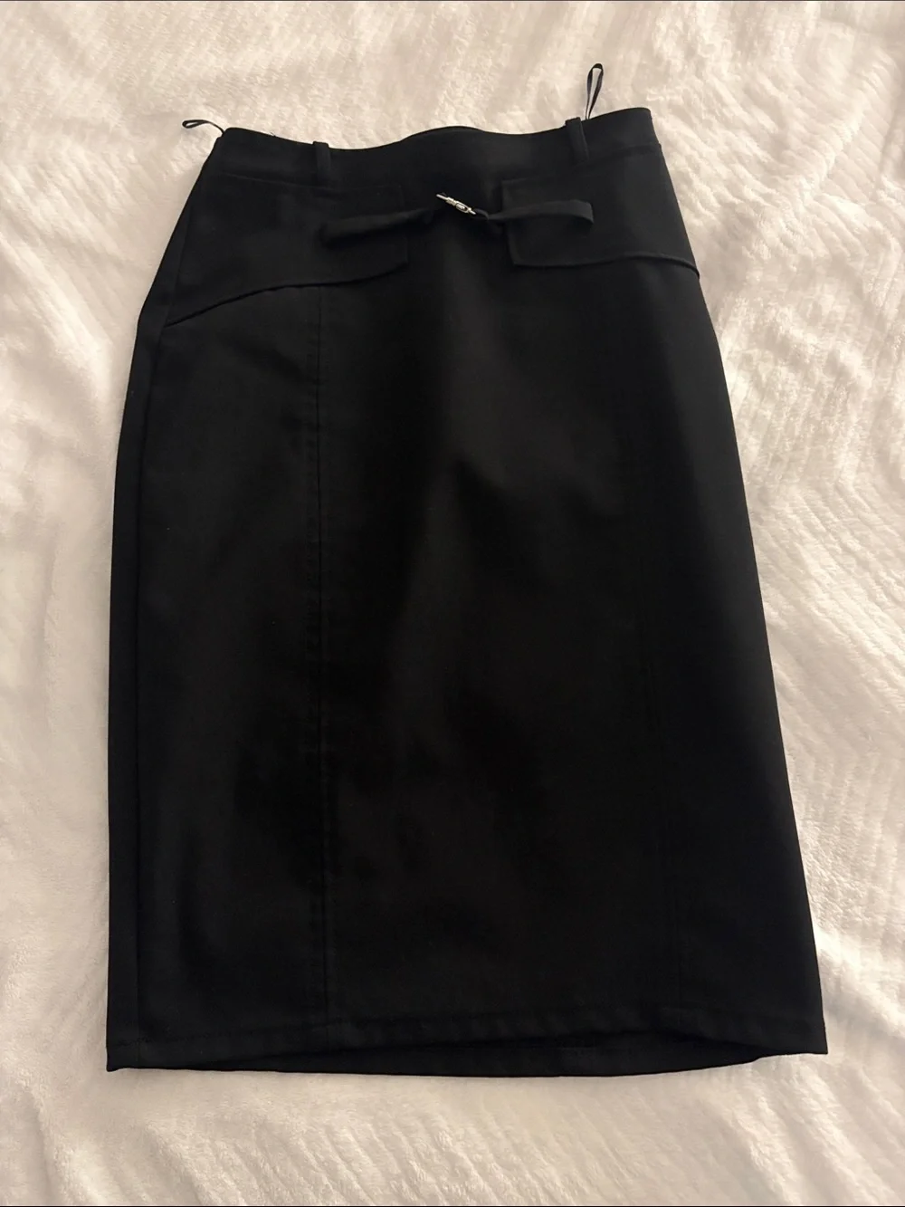 Zara Black Pencil Skirt with Waist Bow Detail